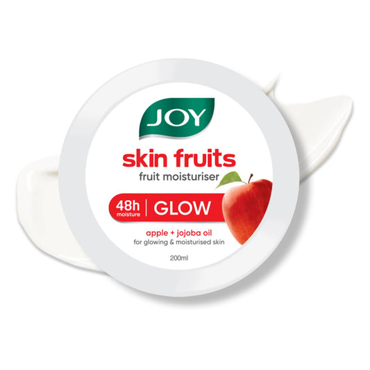 Joy Skin Fruits Moisturizer for Dry Skin (200ml), Cold Cream for Winters, With Apple, Jojoba & Almond Oil | Quick Absorbing & Non Sticky Moisturizer for Face, Hands & Body | For Healthy, Soft & Glowing Skin