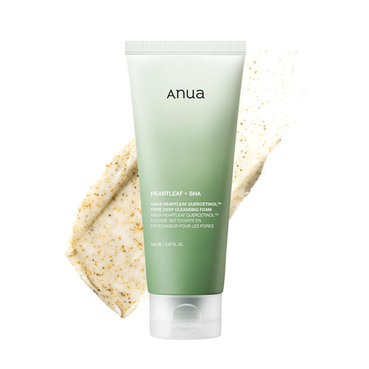 Anua Heartleaf Quercetinol Pore Deep Cleansing Foam, Facial Cleanser, for Double Cleansing, BHA, Hyaluronic Acid, Glycerin, Face Wash, Blackhead Remover, Korean Skincare (150ml)