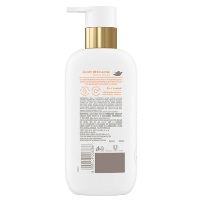 DOVE Glow Recharge Serum Body Wash, 300 ml, for Glowing and Refined Skin, with 3% Brightening Serum and Vitamin C, Dermatologist Co-Created, Sulfate-Free