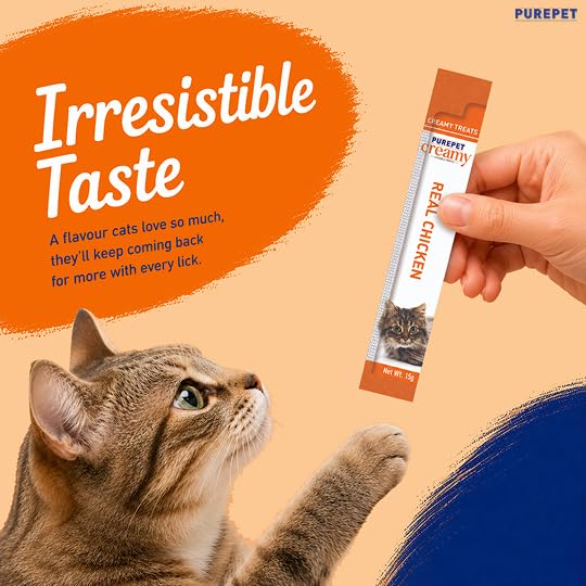 Purepet Creamy Lickable Cat Treats 360g (15g x 24) | Real Chicken | High Protein | Taurine for Heart & Vision | Supports Hydration | Ideal for Training | for Kittens & Adult Cats