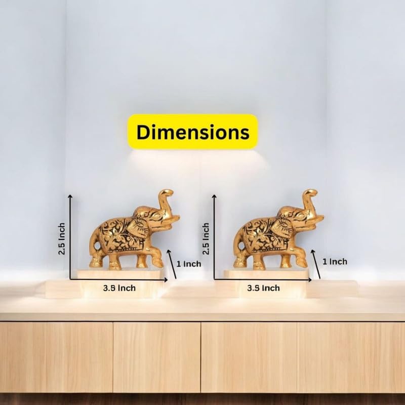 Oxidised Metal Miniature Elephant Pair Decorative Showpiece | Elephant Trunk Up Idol for Living Room Temple Office Table | Vastu Feng Shui Home Decor | 7.5X2.5X5.5 Cm (Regular Quality)
