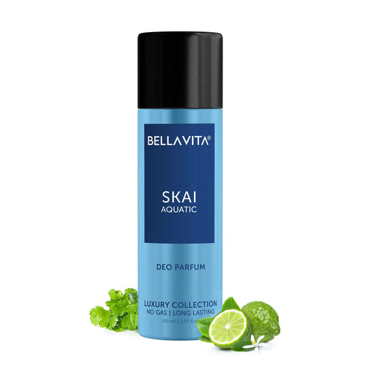 Bellavita Skai Aquatic deodorant spray bottle on a white background