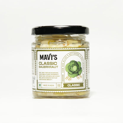 MAVI's Classic Sauerkraut | Organic Cabbage & Ajwain seeds | Fermented Cabbage | Gut Friendly | 200g | Pack of 1 |