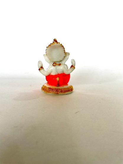 Ganesha Idol Sitting Position for Home Decor Polyresin Material, Suitable for car Dashboard, Home, Table/Showpiece for Living Room 12x5x7 cm (Sindhuri)