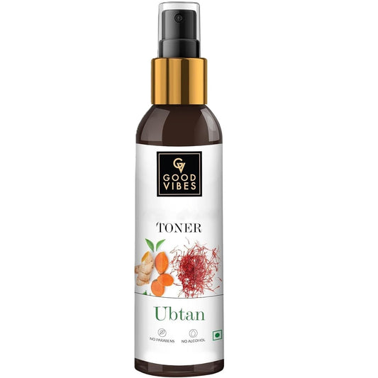 Good Vibes Ubtan Insta Glow Toner, 120 ml | Refreshing Hydrating Detoxifying Face Toner for All Skin Types | With Turmeric, Saffron, Vitamin B3 | Vegan, No Alcohol, Parabens, Sulphates & Mineral Oil