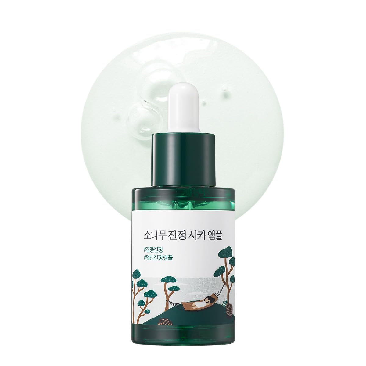 ROUND LAB Pine Calming Cica Ampoule 30ml, Hydrating and Soothing Serum with Pine Cica and Hyaluronic Acid for Skin Barrier Strengthening, Gentle Exfoliation, and Deep Moisture, Korean Skincare