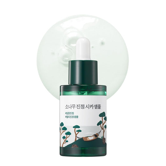 ROUND LAB Pine Calming Cica Ampoule 30ml, Hydrating and Soothing Serum with Pine Cica and Hyaluronic Acid for Skin Barrier Strengthening, Gentle Exfoliation, and Deep Moisture, Korean Skincare