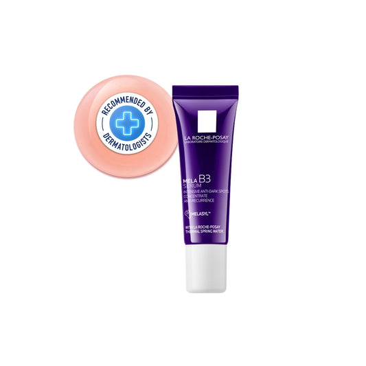 La Roche-Posay Milla B3 Serum with a pink disc on a white background