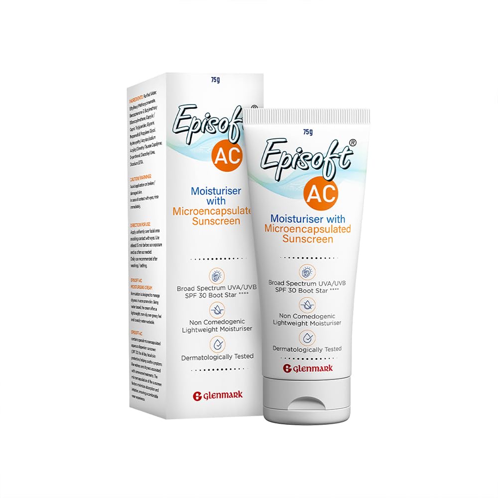 Episoft AC moisturizer with microencapsulated sunscreen packaging on a white background