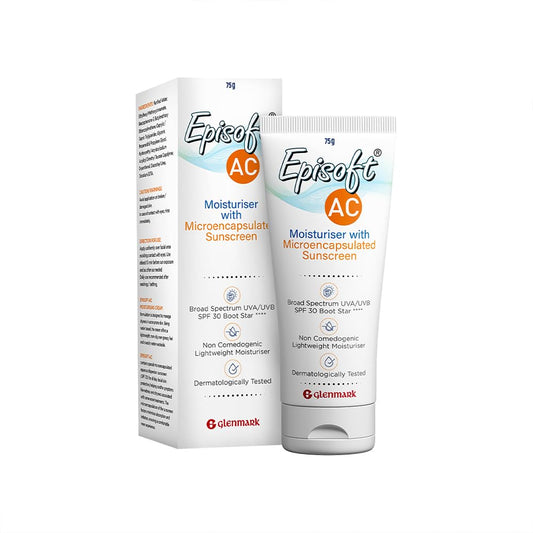 Episoft AC moisturizer with microencapsulated sunscreen packaging on a white background