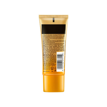 Yellow tube with black label on a white background