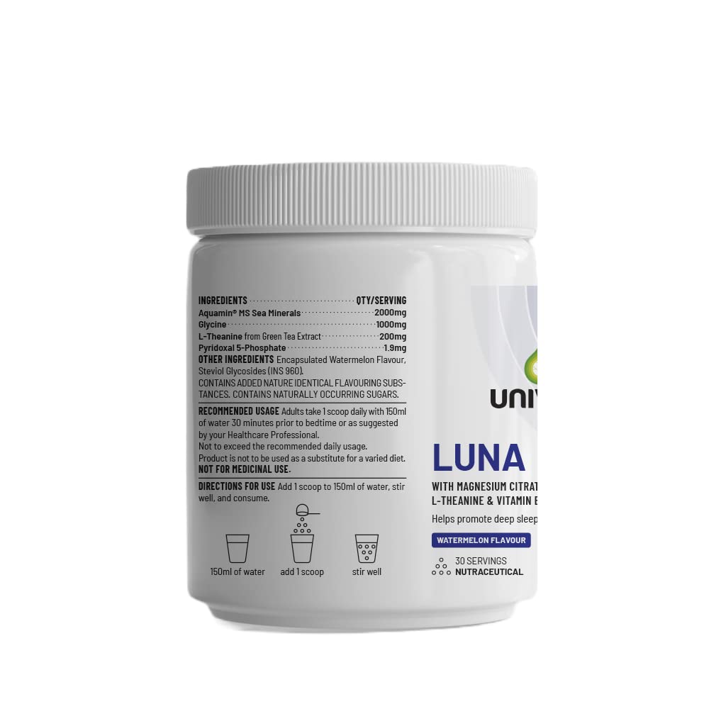 Zephivo Unived Luna | Relaxation Calmness & Deep Sleep | Aquamin Magnesium, KSM-66 Ashwagandha, Glycine, L-Theanine | Melatonin Free | 30 Servings
