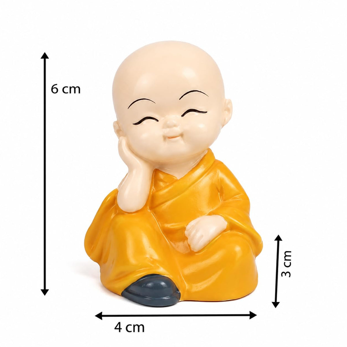 eCraftIndia Resin Set of 4 Little Monk Buddha Statue Think No Evil Speak No Evil Hear No Evil See No Evil Showpiece for Home Decor Living Room Office| Diwali Housewarming Buddha Purnima Birthday Gifts