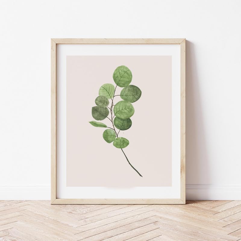 Eucalyptus Leaf Botanical Wall Painting| Modern Art Painting For Living Room Bed Room And Office | 11 X 14 Inches (Natural Frame)
