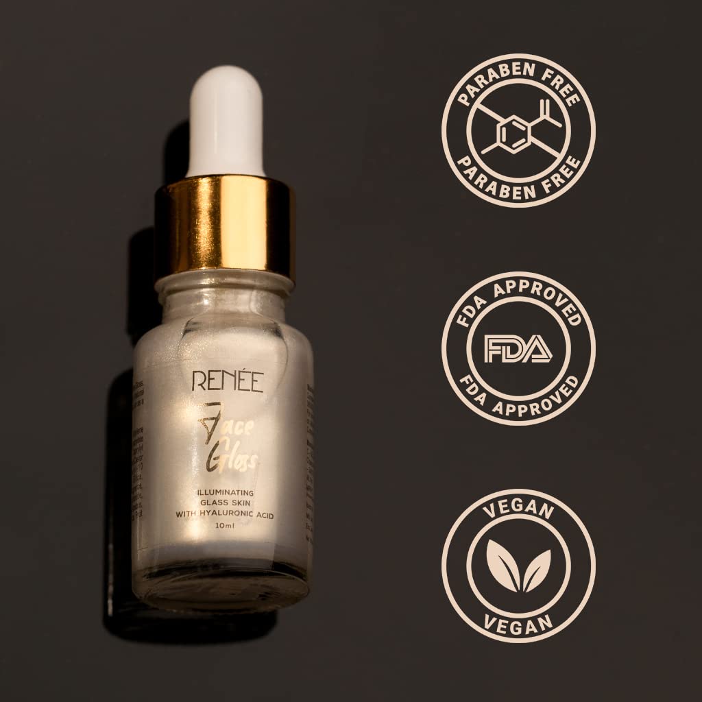 RENEE Face Gloss Highlighting Strobe Serum, Hyaluronic Acid Hydration & Illumination, Paraben-Free, Vegan, Lightweight, Non-Greasy Hydrating Serum for Radiant, Dewy Skin