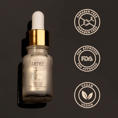 RENEE Face Gloss Highlighting Strobe Serum, Hyaluronic Acid Hydration & Illumination, Paraben-Free, Vegan, Lightweight, Non-Greasy Hydrating Serum for Radiant, Dewy Skin