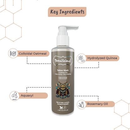 Teenilicious Tattoo Wash For Men & Women | Sulphate Free | Non Drying & Irritating | Free Form Silicones, Paraben & Paba - 200ml