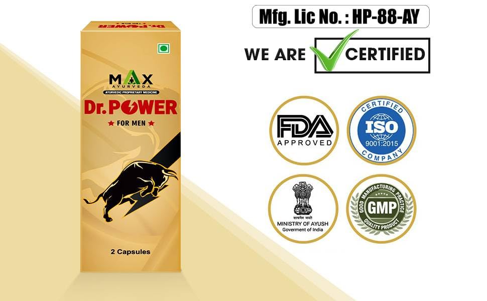 Max Ayurveda Dr. Power Capsules for Men | 100% Ayurvedic & GMP Certified | Stamina, Power and Energy Booster | Pack of 3 (2 Capsules Each)