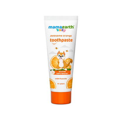 Mamaearth Natural Toothpaste For Cleanses Cavity,Plaque Repairing, Orange Flavour, SLS Free, With 750 Ppm Fluoride, 4+ Years, Plant Based with No Harmful Chemicals, 50Gm