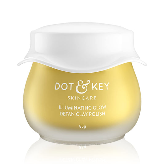 Zephivo Dot & Key Illuminating Glow Detan Pack Clay Polish with Green Tea & Lemon Verbena | Detan Pack for Tan Removal | D Tan Face Mask for Tan Removal | For All Skin Types | 85g
