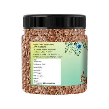MarwarBites Flax Seeds | Natural & Unroasted | Whole Premium Seeds in Resealable Jar | Raw Edible Grade | Ideal for Cooking, Baking, Topping, Smoothies, Salads & More