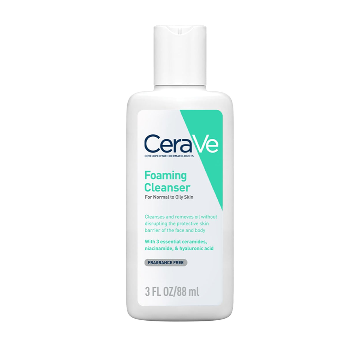 CeraVe Foaming Cleanser bottle on a white background