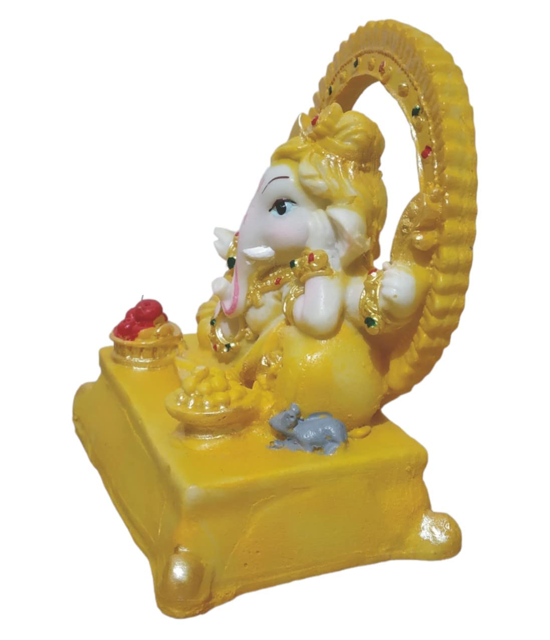 Ganesha Ganesh Ganpati Gajanan Statue Idol Murti Gift Item Decorative Showpiece Multicolor Polyresin Pack of 1 (B001)