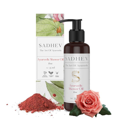 Sadhev Ayurvedic Shower Oil Goodness Of Rose For Hydration And Moistrization - 75 ml (Pack of 1)