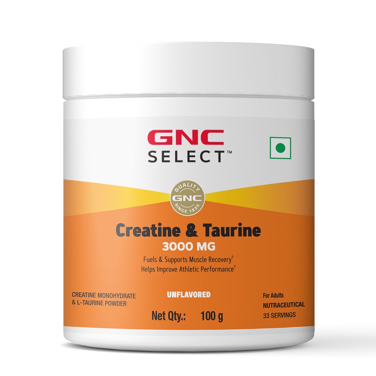 Zephivo GNC Pure Micronized Creatine Monohydrate + Taurine | 100 gm | 33 Serving | Unflavoured | Instantized | Fuels Muscles | Increase Muscle Mass | Rapid Absorption | Faster Muscle Building| Lab Tested | Faster Muscle Recovery| Boost Performance | Imported