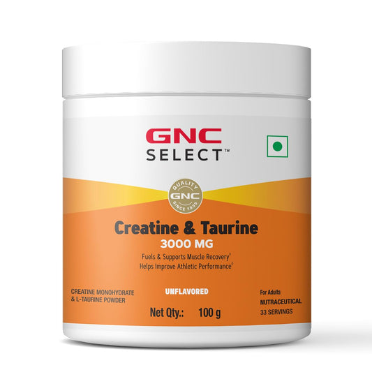 Zephivo GNC Pure Micronized Creatine Monohydrate + Taurine | 100 gm | 33 Serving | Unflavoured | Instantized | Fuels Muscles | Increase Muscle Mass | Rapid Absorption | Faster Muscle Building| Lab Tested | Faster Muscle Recovery| Boost Performance | Imported