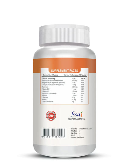 Supplement bottle with label showing 'FSSAI' certification on a white background