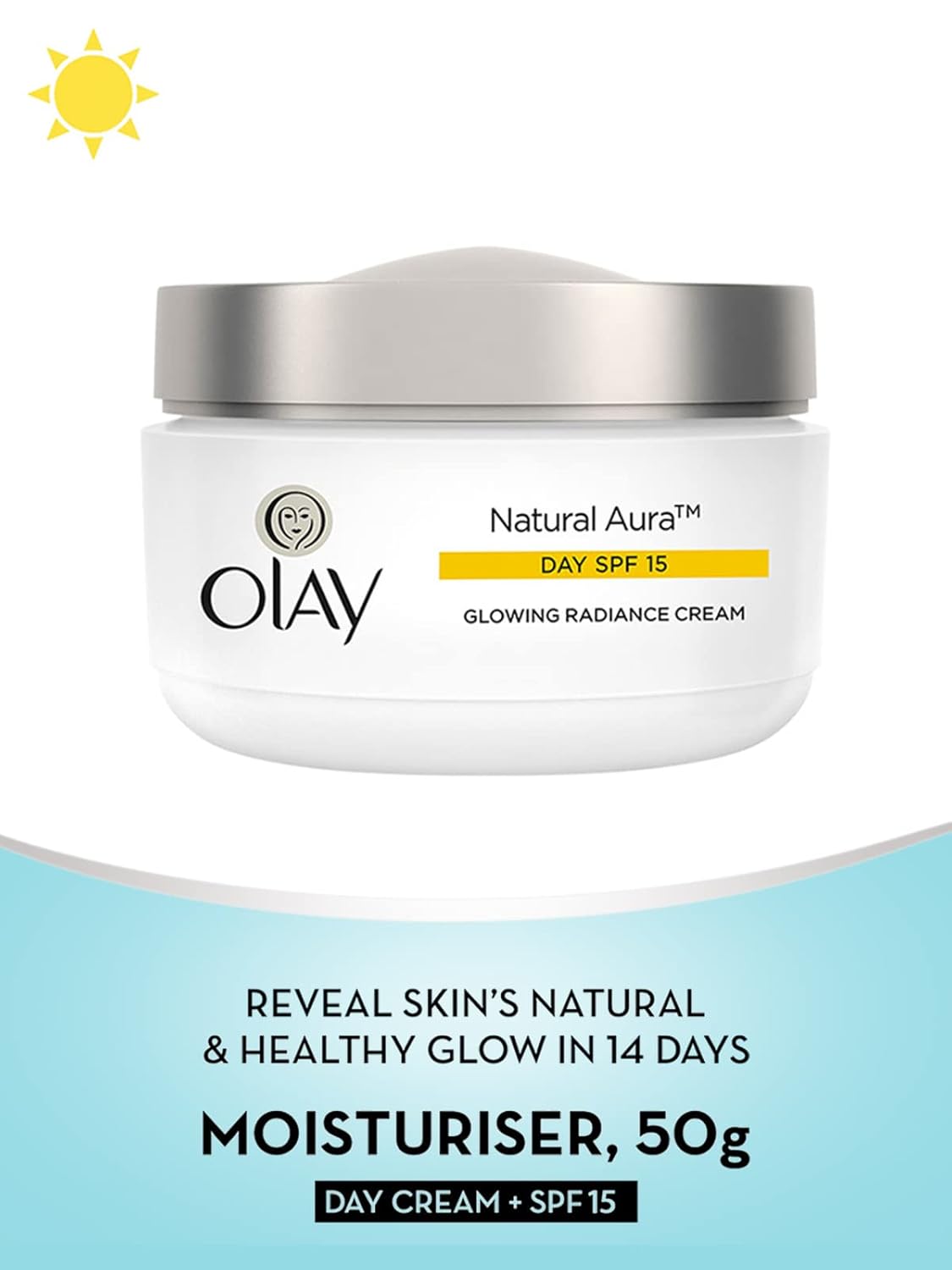 Olay Natural Aura Day Cream with SPF 15 | Glowing Radiance Cream | With Niacinamide and Vitamin E | Normal, Oily, Dry, Combination Skin | 50g