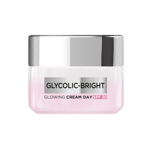 L'Oreal Paris Glycolic Bright Glowing Day Cream, Overnight Brightening Cream, Glycolic Acid in Gel-Like Cream Texture, that Visbily Minimizes Spots & Reveals Glowing skin, 50ml