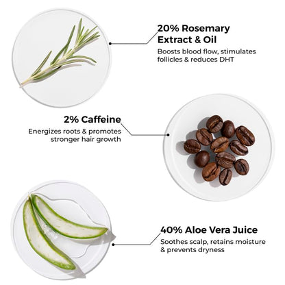 Brillare 20% Rosemary Shampoo with 2% Caffeine for Hair Growth & Hair Fall Control | Reduces Breakage, Retains Moisture & Strengthens Roots
