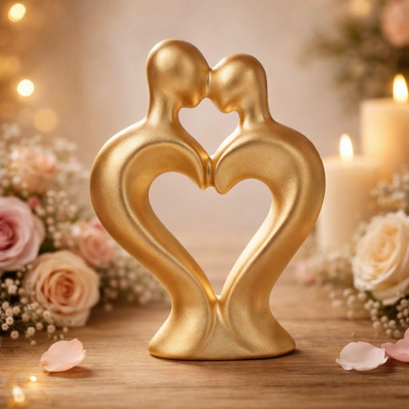 Love Couple Showpiece Gifts for Girlfriend Boyfriend, Heart Shape Couple Gift for Husband Wife, Home Decoration Items for Living Room, Anniversary Wedding Gifts, Valentine's Day Gifts