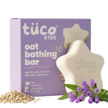 Tuco® Kids Oat Bathing Bar for Baby & Newborn, 75g (Pack of 1) | Star Shaped-Easy to Grip, 100% Soap & Tear Free, Skin Friendly PH5.5, Dermatologically Tested, Safe for Sensitive Skin