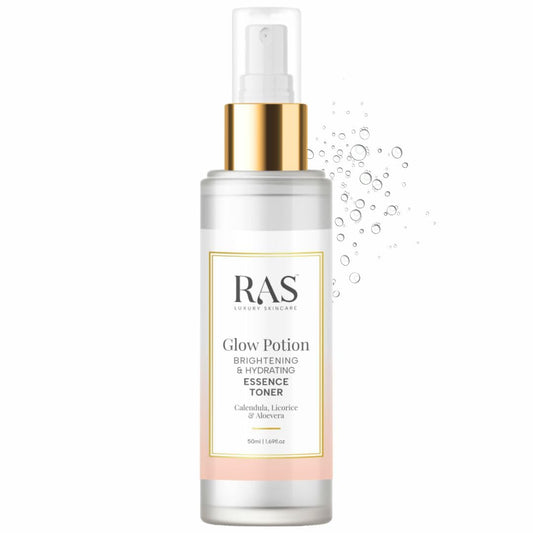 RAS Luxury Oils Glow Potion Essence Toner | Alcohol Free Face Mist | Hydrating & Plumping | With Hyaluronic Acid, Licorice & Niacinamide | Deeply, Soothes Redness & Inflammation | Evens Skin-tone | Vegan, 50ml