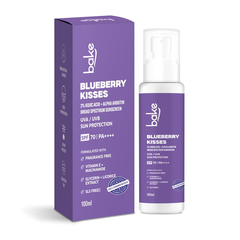 BAKE 100% Mineral Water Resistant Sunscreen SPF 70 PA+++ with 2% Kojic Acid, Alpha Arbutin & Niacinamide for Pigmentation, Dark Spots & Tan Removal | Broad Spectrum Sunscreen | Anti-Pigmentation, No Whitecast & Lightweight | 100g