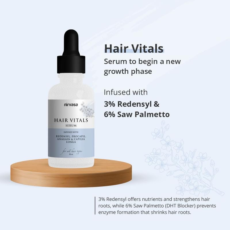 Nirvasa Hair Vitals Hair Growth Serum (50ml) | With 3% Redensyl, Procapil & Saw Palmetto | Natural DHT Blocker for Hair Fall Control & Growth | Fast Absorption, Non-Sticky & Non-Irritating