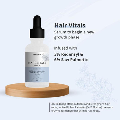 Nirvasa Hair Vitals Hair Growth Serum (50ml) | With 3% Redensyl, Procapil & Saw Palmetto | Natural DHT Blocker for Hair Fall Control & Growth | Fast Absorption, Non-Sticky & Non-Irritating
