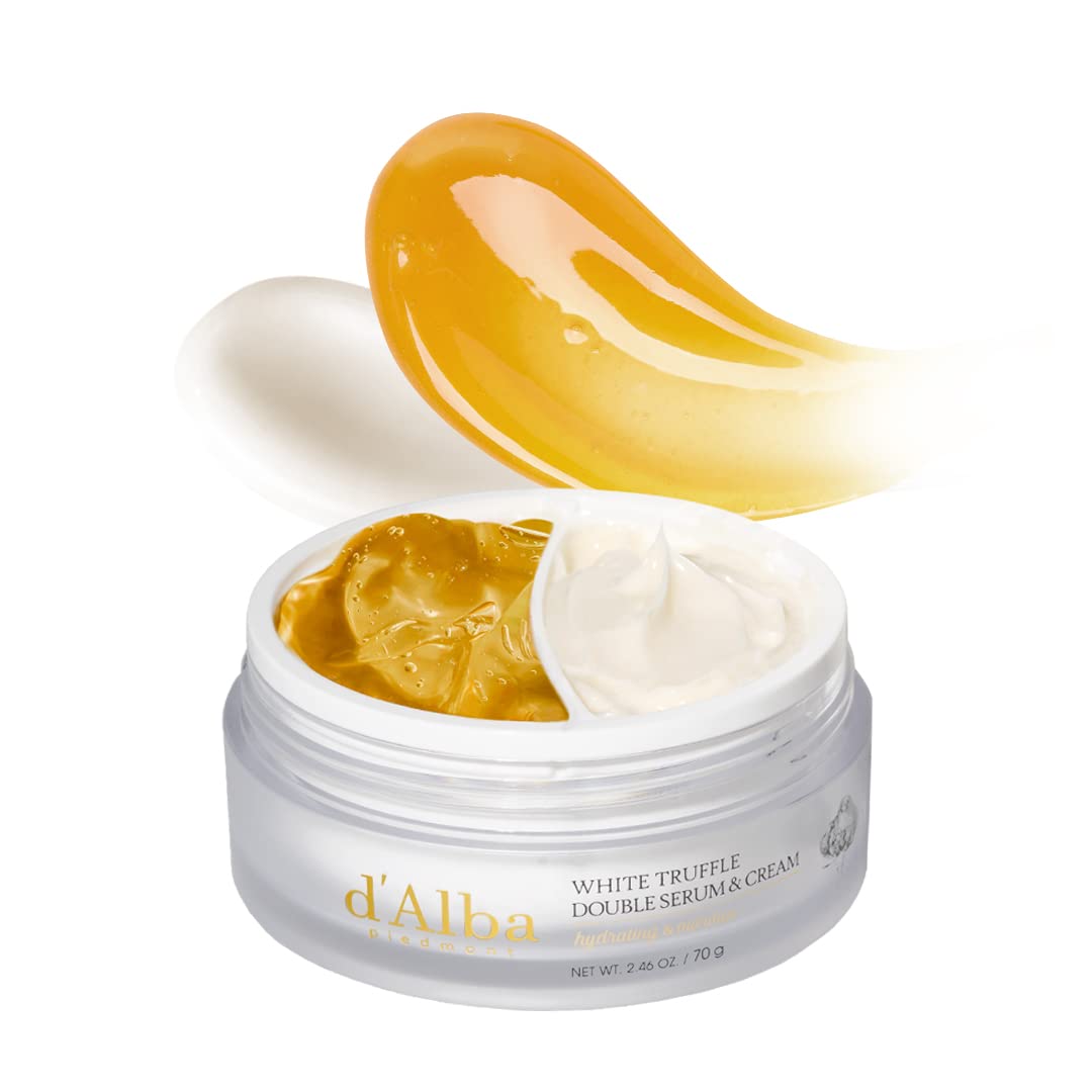 d'alba Piedmont Italian White Truffle Double Serum & Cream, Customizable 2-In-1 Intensive Skin Care, For Elasticity And Brightness, Mild And Vegan, 70g