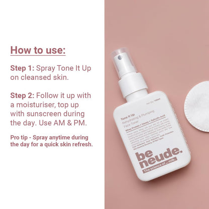 Be Neude Niacinamide Face Toner - 100 ml with Whey Protein Milk Peptides and 2% Salicylic Acid for Oil and Acne Prone Skin, Hydrating, Fades, Blemishes, Brightens and Tightens Pores