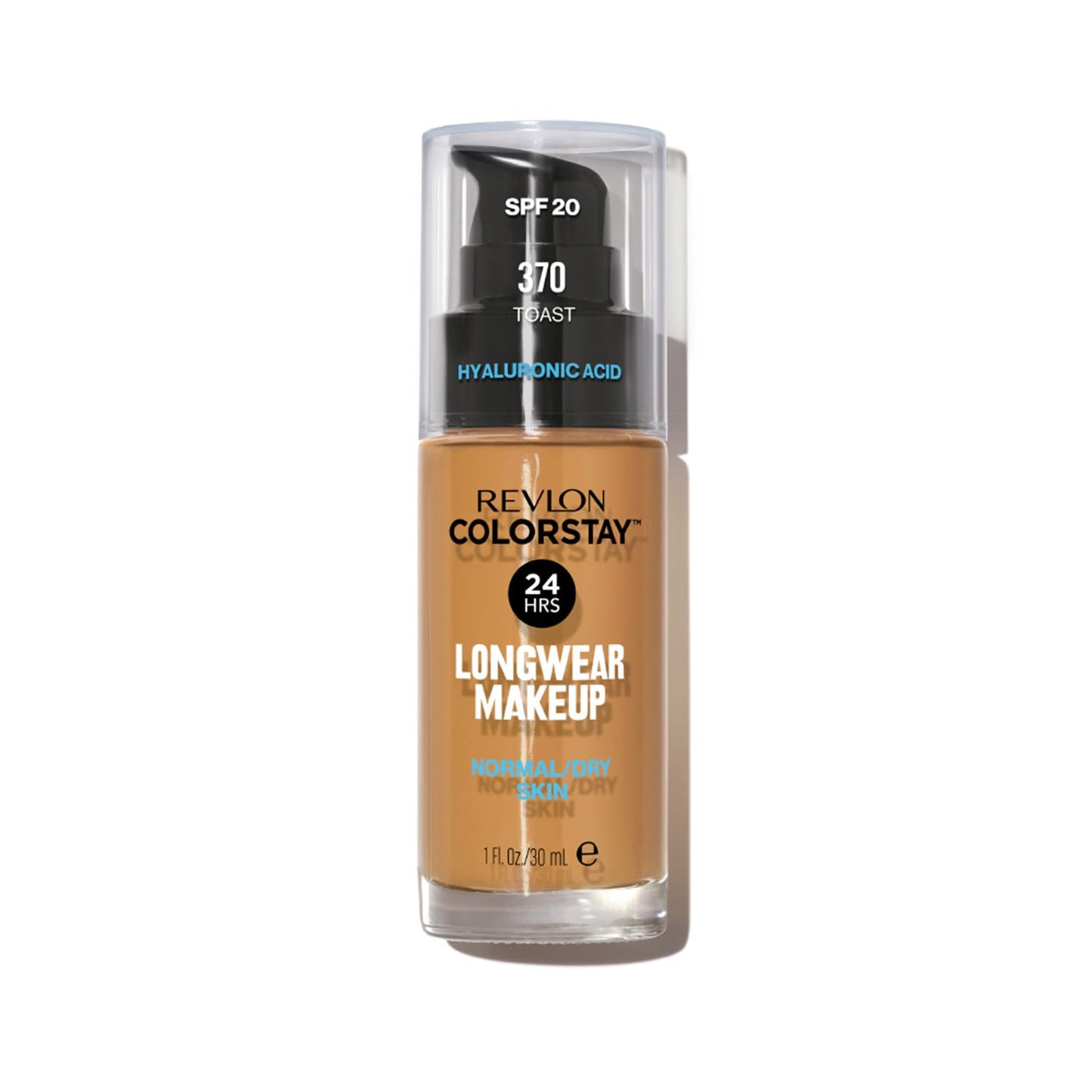 Revlon Liquid Foundation, ColorStay Face Makeup for Normal and Dry Skin, SPF 20, Longwear Medium-Full Coverage with Matte Finish, Oil Free, Toast, 1 Ounce