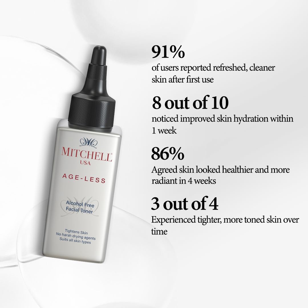 Mitchell USA AGELESS Alcohol Free - Facial Toner | Removes Dirt & Makeup | Balance skin pH | Lotus Seed Extract, Chamomile, Aloe Vera & Cucumber Extract | For Women and Men | For All Skin Type | 100ml