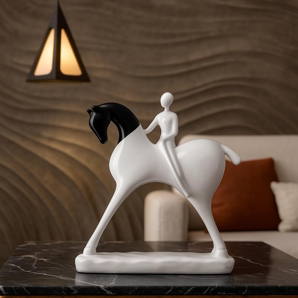 Modern Artistic Horse and Rider Figurine | Resin Home Decor Accent | Unique Art Piece for Living Room, Office, or Entryway | Elegant and Sleek Design