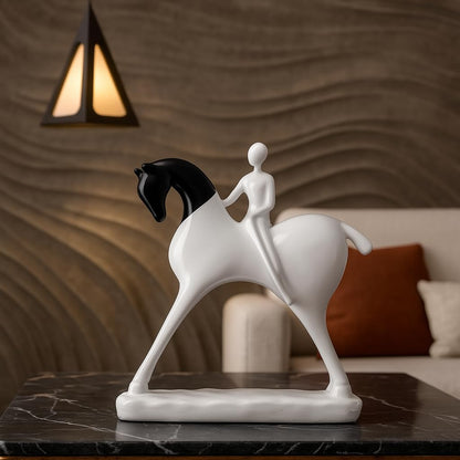 Modern Artistic Horse and Rider Figurine | Resin Home Decor Accent | Unique Art Piece for Living Room, Office, or Entryway | Elegant and Sleek Design