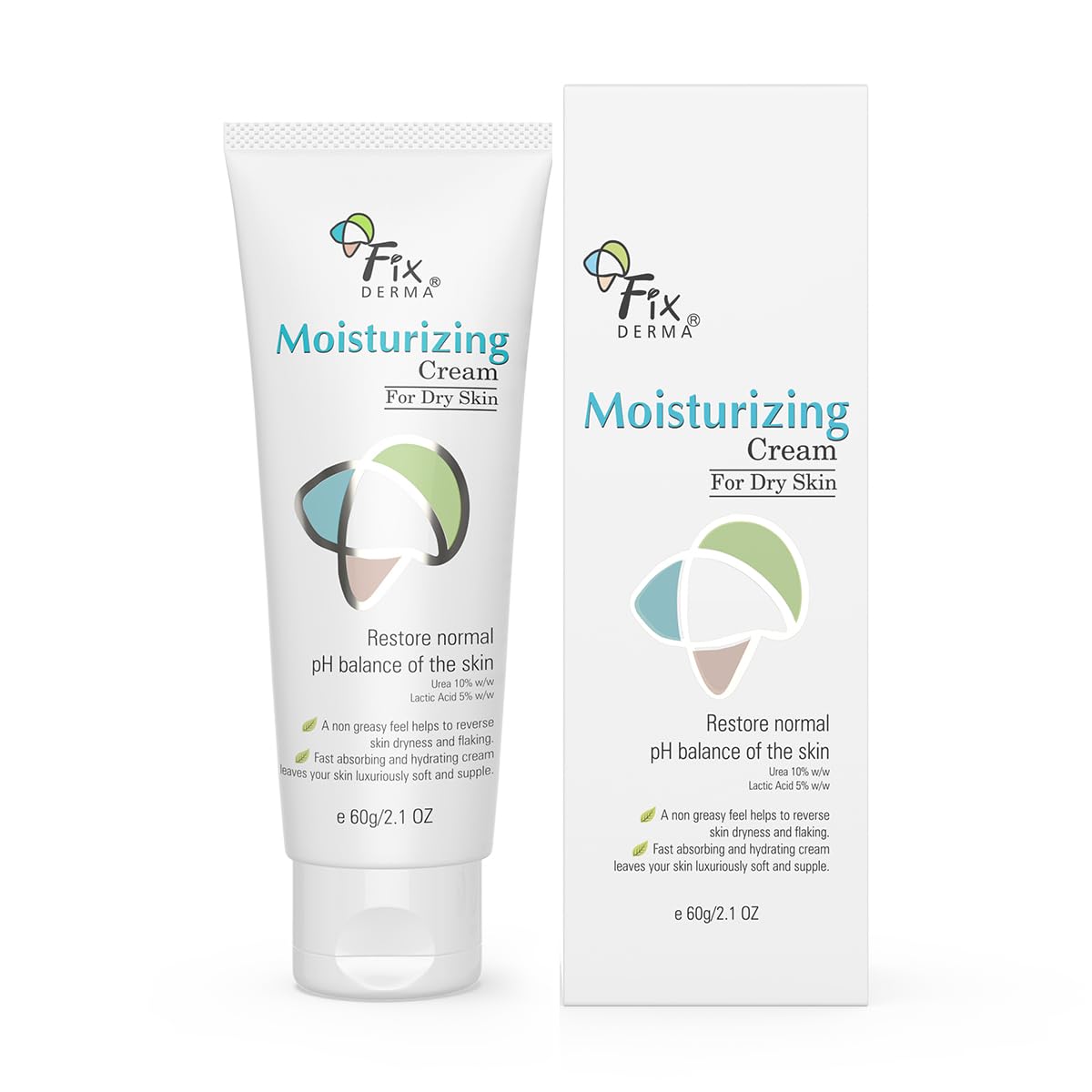 Fixderma Moisturizing cream, Daily Moisturizer for Dry & chapped skin, Provides Hydration and Moisturization, Non-Comedogenic & Non-Greasy formulation, 60g