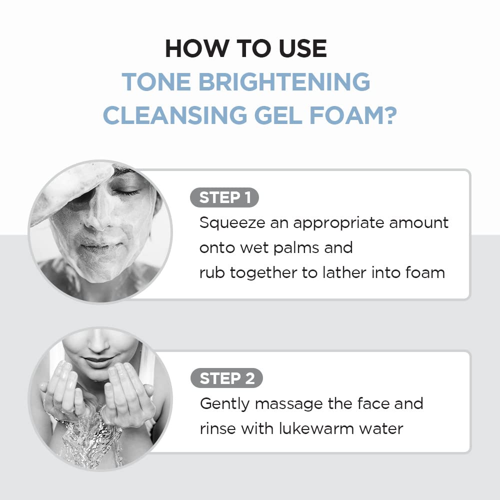 SKIN1004 Centella Tone Brightening Cleansing Gel Foam | Moisturizing & Gentle Exfoliating Cleanser with Niacinamide for Sensitive Skin, 125ml