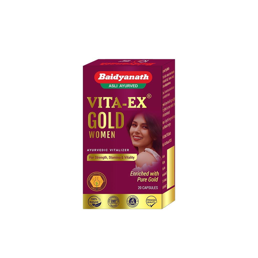 Baidyanath Vita Ex Gold Women - 20 Capsules| Made with Pure Shilajit & Shatavari |Boosts Stamina, Desire & Sensitivity in Women
