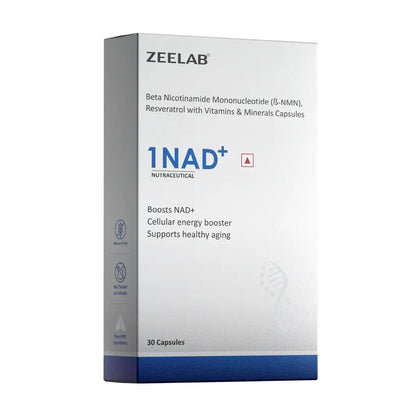 Zeelab 1NAD+ supplement packaging on a white background